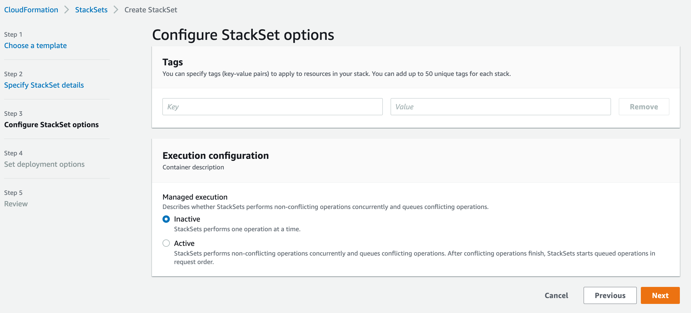 Configure StackSet options