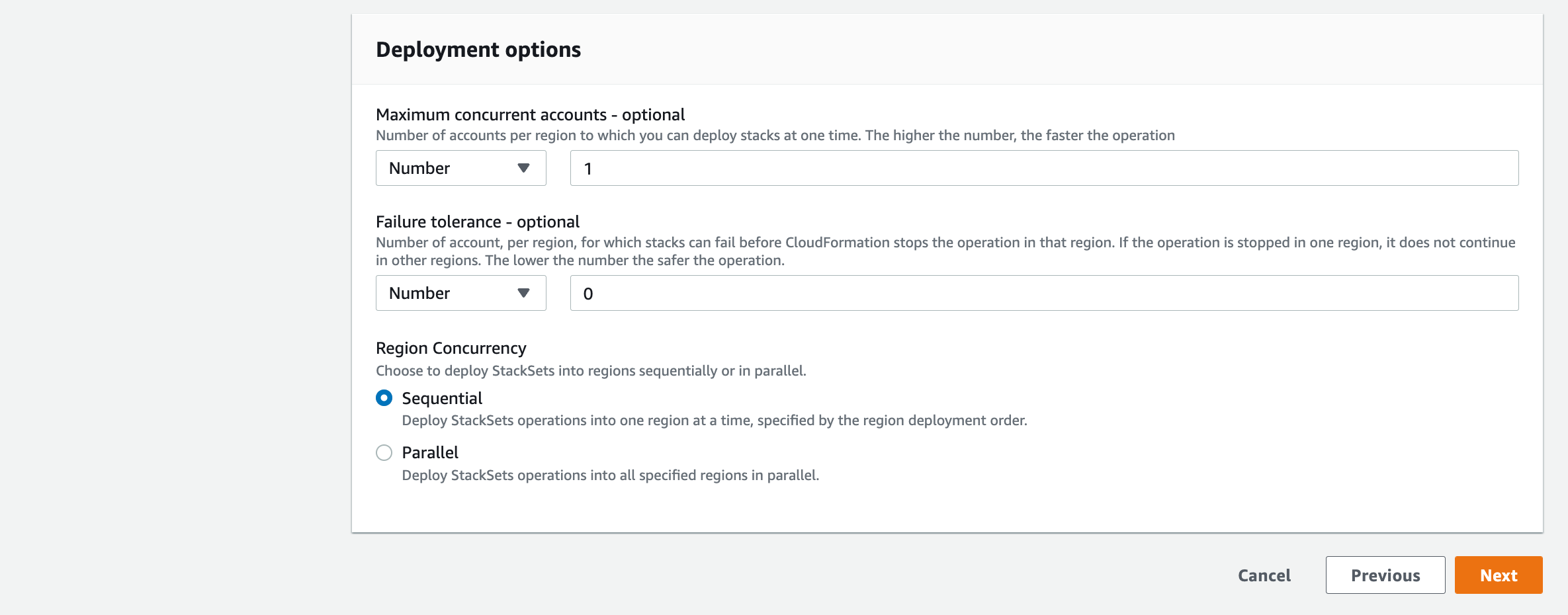 Set deployment options continued